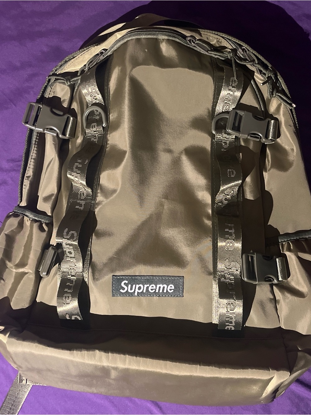 Supreme Olive Green Tactical Backpack with Logo Patch